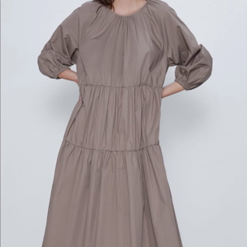 Zara poplin dress bloggers favorite tiered
